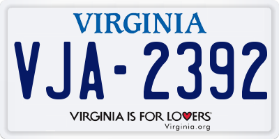 VA license plate VJA2392