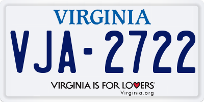 VA license plate VJA2722