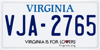 VA license plate VJA2765