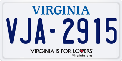 VA license plate VJA2915