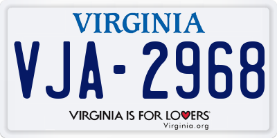 VA license plate VJA2968