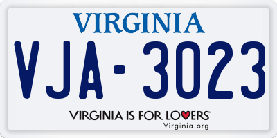 VA license plate VJA3023