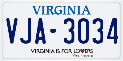 VA license plate VJA3034