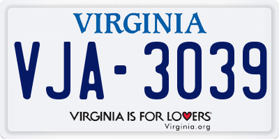 VA license plate VJA3039