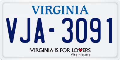 VA license plate VJA3091