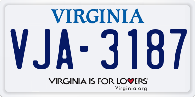 VA license plate VJA3187