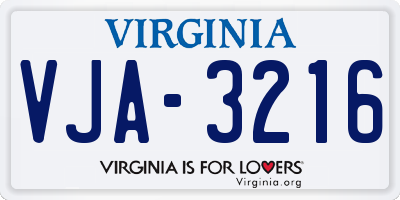 VA license plate VJA3216