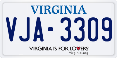 VA license plate VJA3309