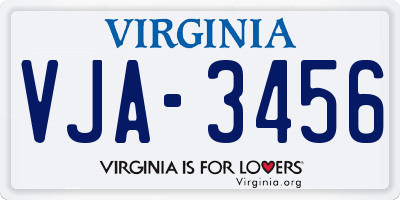 VA license plate VJA3456