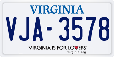 VA license plate VJA3578