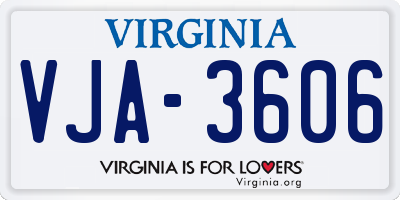 VA license plate VJA3606