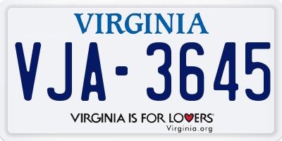 VA license plate VJA3645