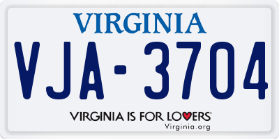 VA license plate VJA3704