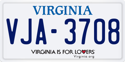 VA license plate VJA3708