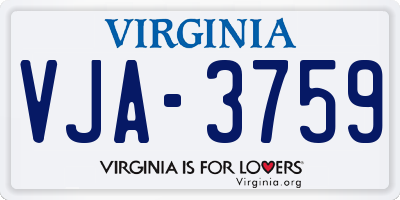 VA license plate VJA3759