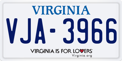 VA license plate VJA3966