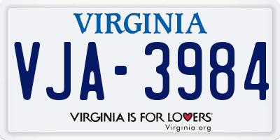 VA license plate VJA3984