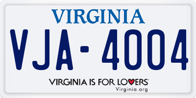 VA license plate VJA4004