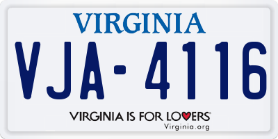 VA license plate VJA4116