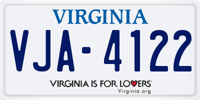 VA license plate VJA4122