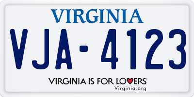 VA license plate VJA4123