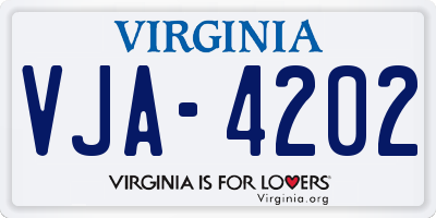 VA license plate VJA4202