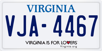 VA license plate VJA4467