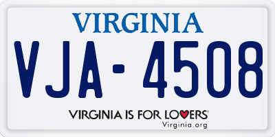 VA license plate VJA4508