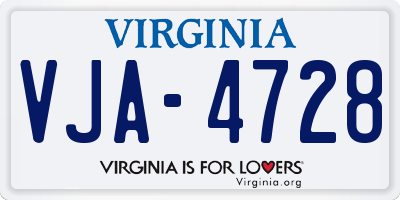 VA license plate VJA4728