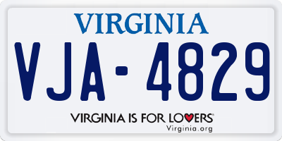 VA license plate VJA4829