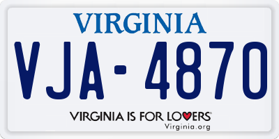VA license plate VJA4870