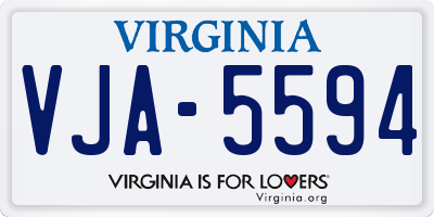 VA license plate VJA5594