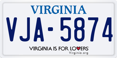VA license plate VJA5874