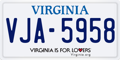 VA license plate VJA5958