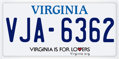 VA license plate VJA6362