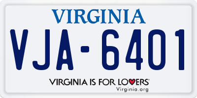 VA license plate VJA6401