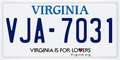 VA license plate VJA7031