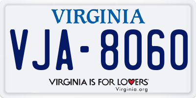 VA license plate VJA8060