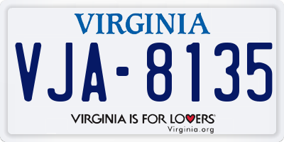 VA license plate VJA8135