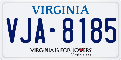 VA license plate VJA8185