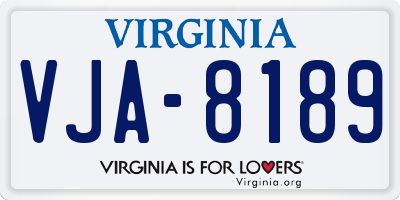 VA license plate VJA8189