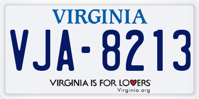 VA license plate VJA8213