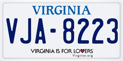 VA license plate VJA8223