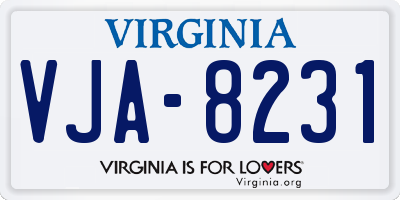 VA license plate VJA8231