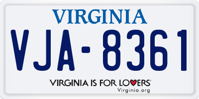 VA license plate VJA8361