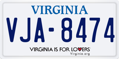VA license plate VJA8474