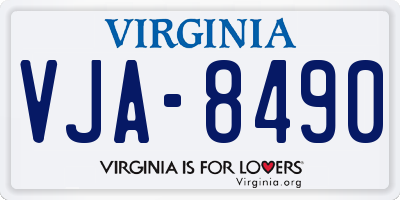 VA license plate VJA8490