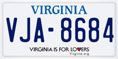 VA license plate VJA8684