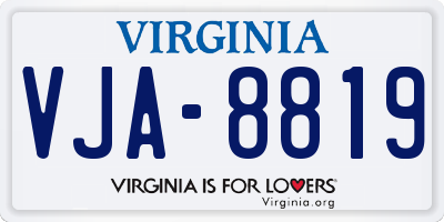 VA license plate VJA8819