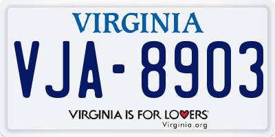 VA license plate VJA8903